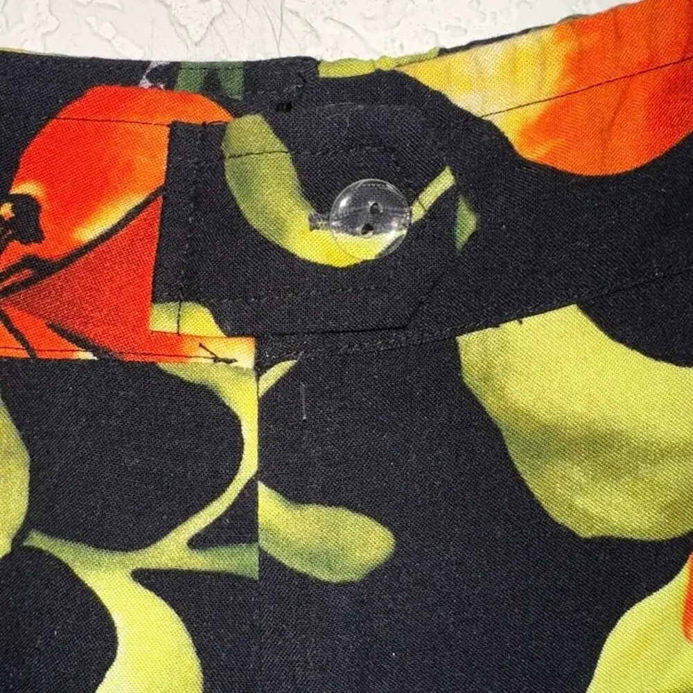 Soft Surroundings Floral Butterfly Midi Skirt Black Orange Boho Size Large‎